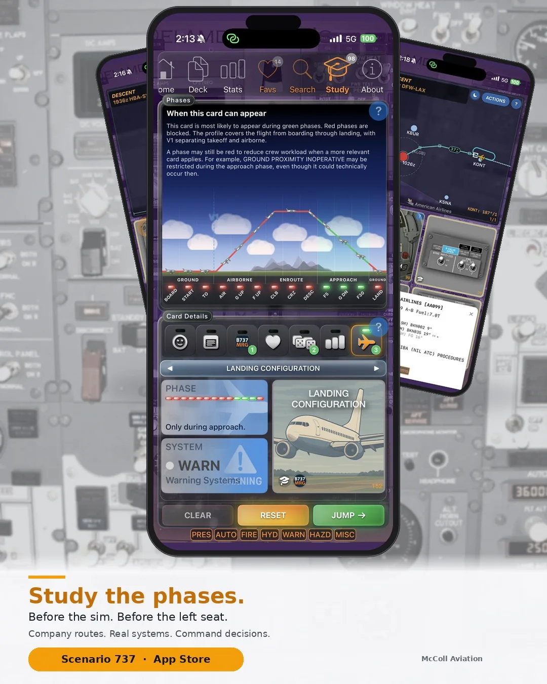 Scenario 737 stack ad — study the phases before the sim